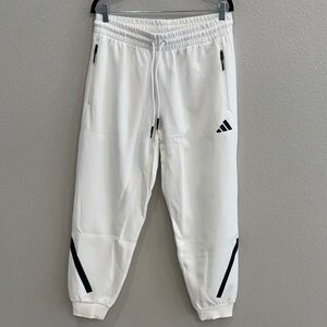 adidas White Jogger Sweatpants with Black Accents